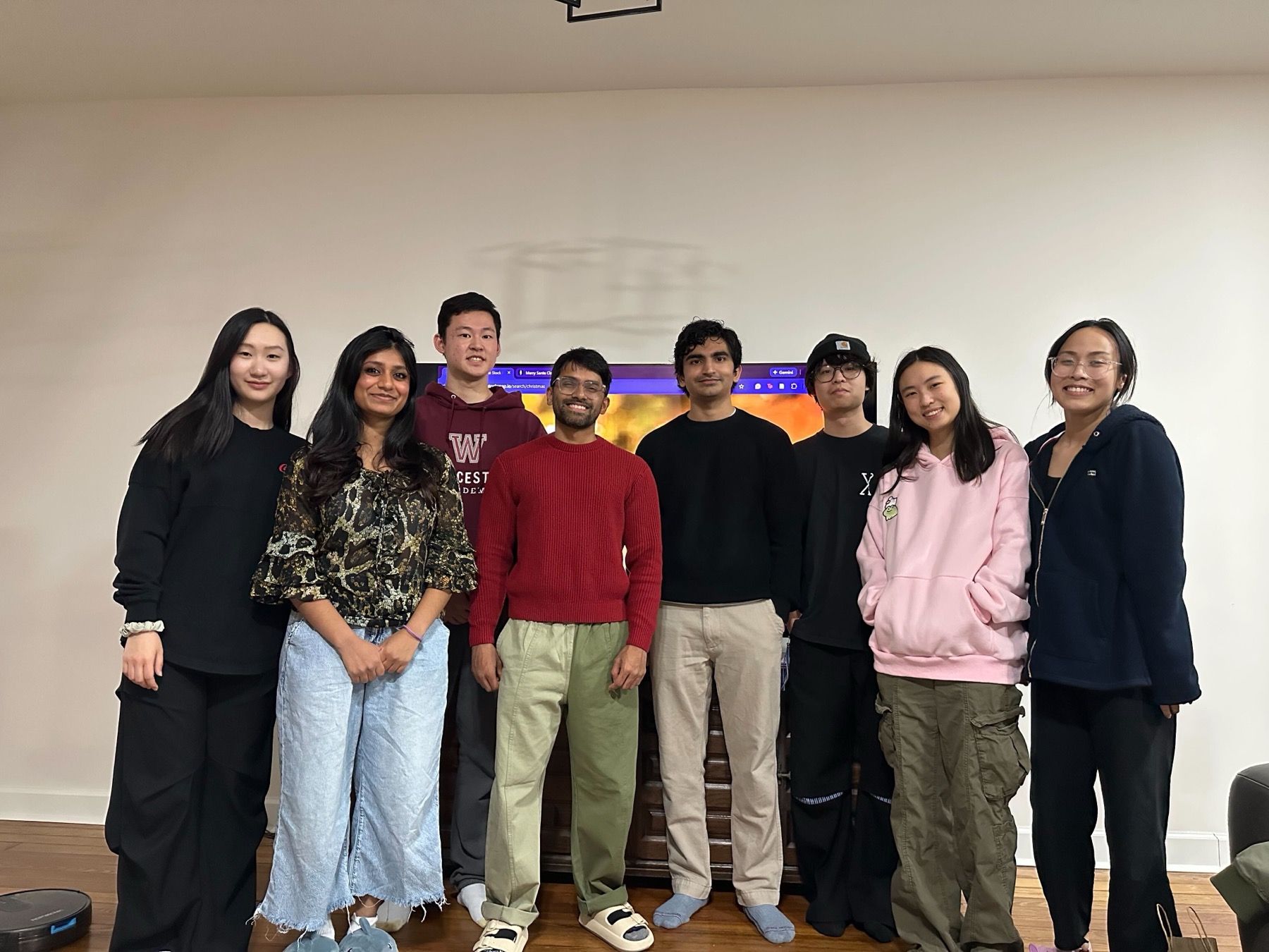 Lab members standing together after hot pot.